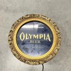 Vintage 1950s Olympia Beer Moon Light Up Sparkling Stars Sign Gesso Frame Rare