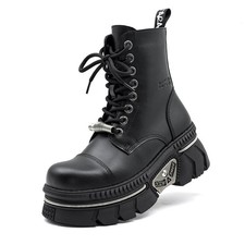 Gothic Rock Boots Lday Punk Style Shoes Heel Height Platform Sneaker Metal Decor