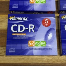 Memorex CD-R 5 Pack Recordable Discs 52X 700 MB 80 Minutes Recording New