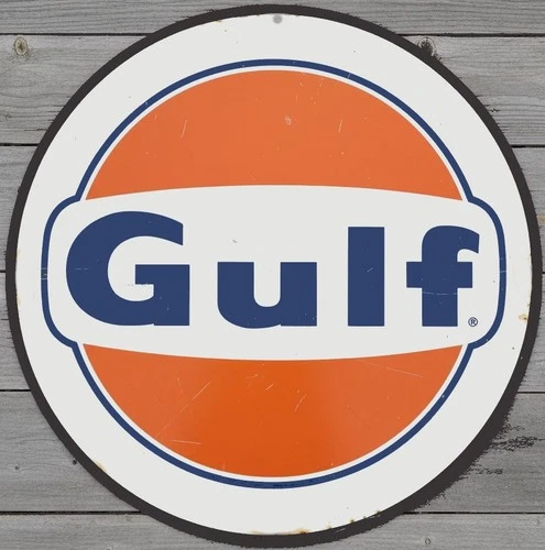 Gulf Gas & Oil 8" Diameter Vintage Novelty Metal Sign Made In USA New!