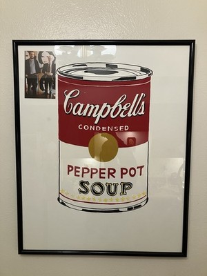 Original 1960 s/70s Andy Warhol Photo With Campbell Soup Can Print / Factory Era