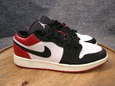 Nike Air Jordan 1 Low GS Size 5.5Y Red White Black Toe Athletic Sneakers Shoes