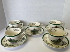 Spode Christmas Tree Coffee Tea Cup England Vintage Fine China- Set Of 5 Cups