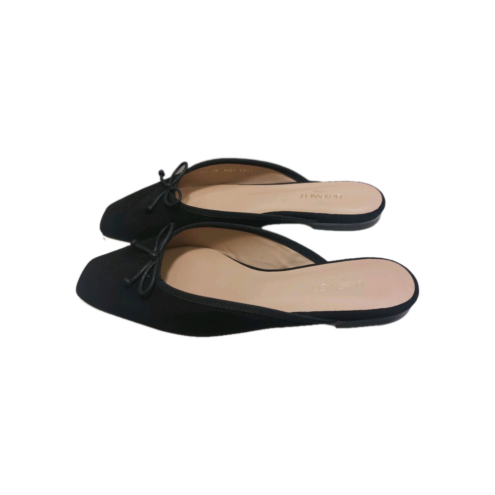 LK Bennett Penélope Mules Planos Mujer Talla UK 6 Negro Gamuza Sin Cordones Bailarina Nuevo
