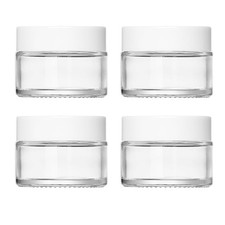 4 Pack 1 oz Glass Jars with Lids and Liners Small Airtight Travel Containers for