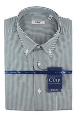 Clay Camicia Botton down rigata verde cotone 100% qualità garantita