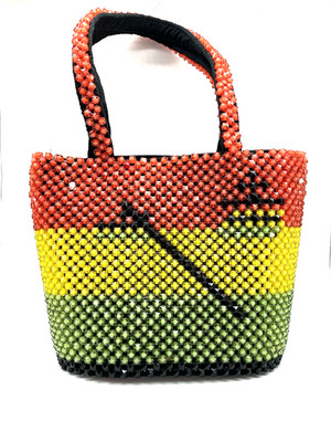 Hand Beaded Union Of African States Black/Green/Orange Tote Handbag Purse Wales