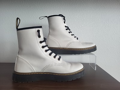 Dr. Martens Zavala White Round Toe Lace-Up Combat Boots Men 6 or Women 7 Dr Doc Martens Zavala Size W8/M7 White Smooth Leather Combat  main image 3