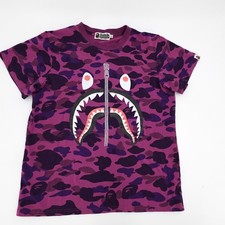 A Bathing Ape Bape Shirt Youth Large Purple Shark Camo Graphic T-Shirt AOP