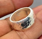 Men's Heavy 925  Sterling Silver Ring, 8mm Hammered Band