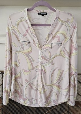 INC International Concepts Blouse, Abstract Pastel Print. Sz Small