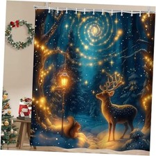 Christmas Deer Shower Curtain, Winter Xmas 72"W x 72"L Pack of 1 Forest