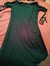 Moral Fiber Green Long Maxi Dress Short Sleeve Tie Accent Size S