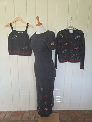 MICHAEL SIMON Lite 3 Piece Sweater  Dress Shirt Cardigan Entomology Silk Angora