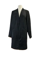 Apt. 9 Faux Suede Open-Front Blazer Jacket Sz S New Black Long Cardigan Pockets