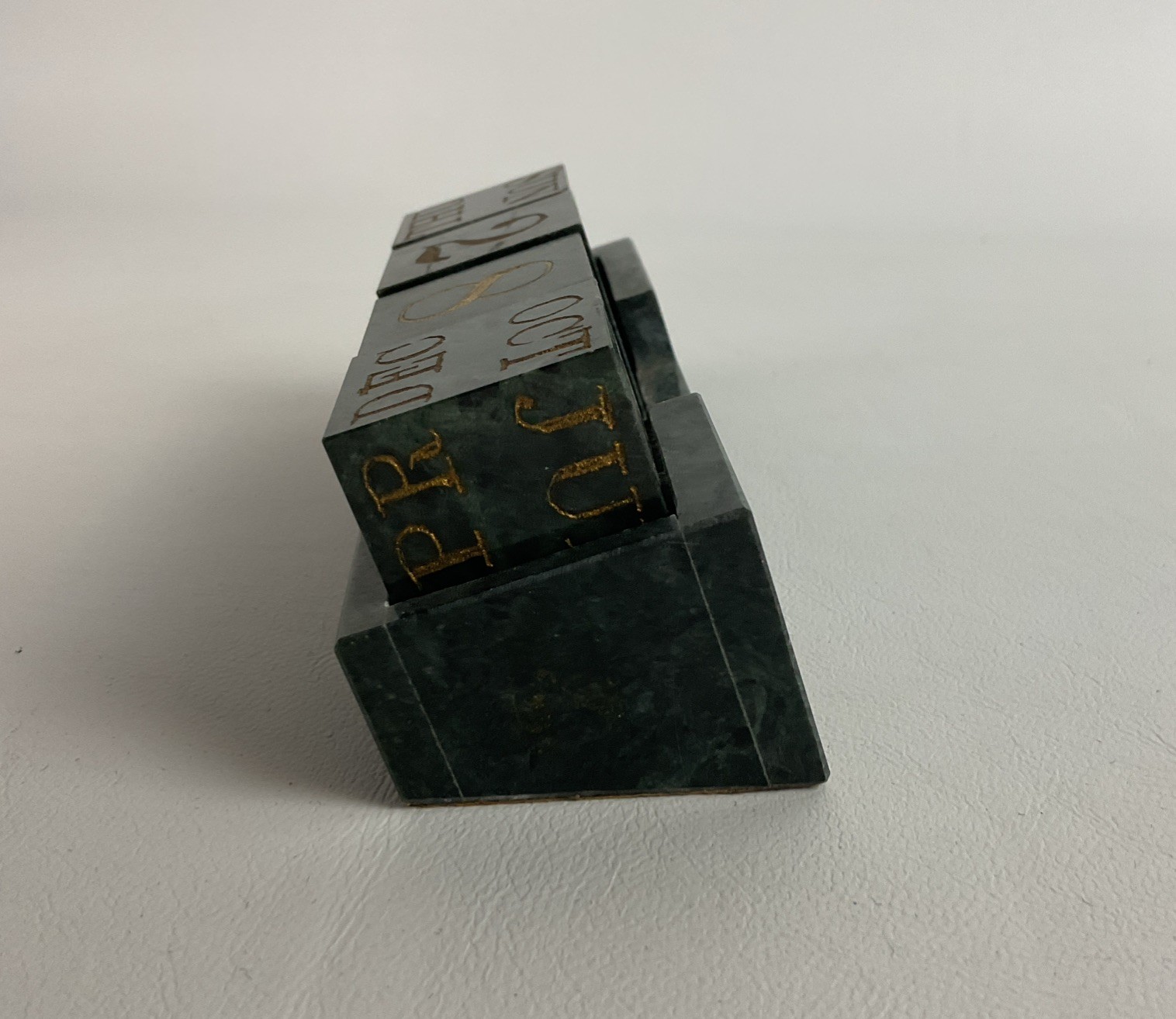 Vintage marble block calendar date month Day