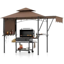 13' x 5' Grill Gazebo with Dual Side Awnings 2 Shelves 7 Hooks Adjustable Shadow