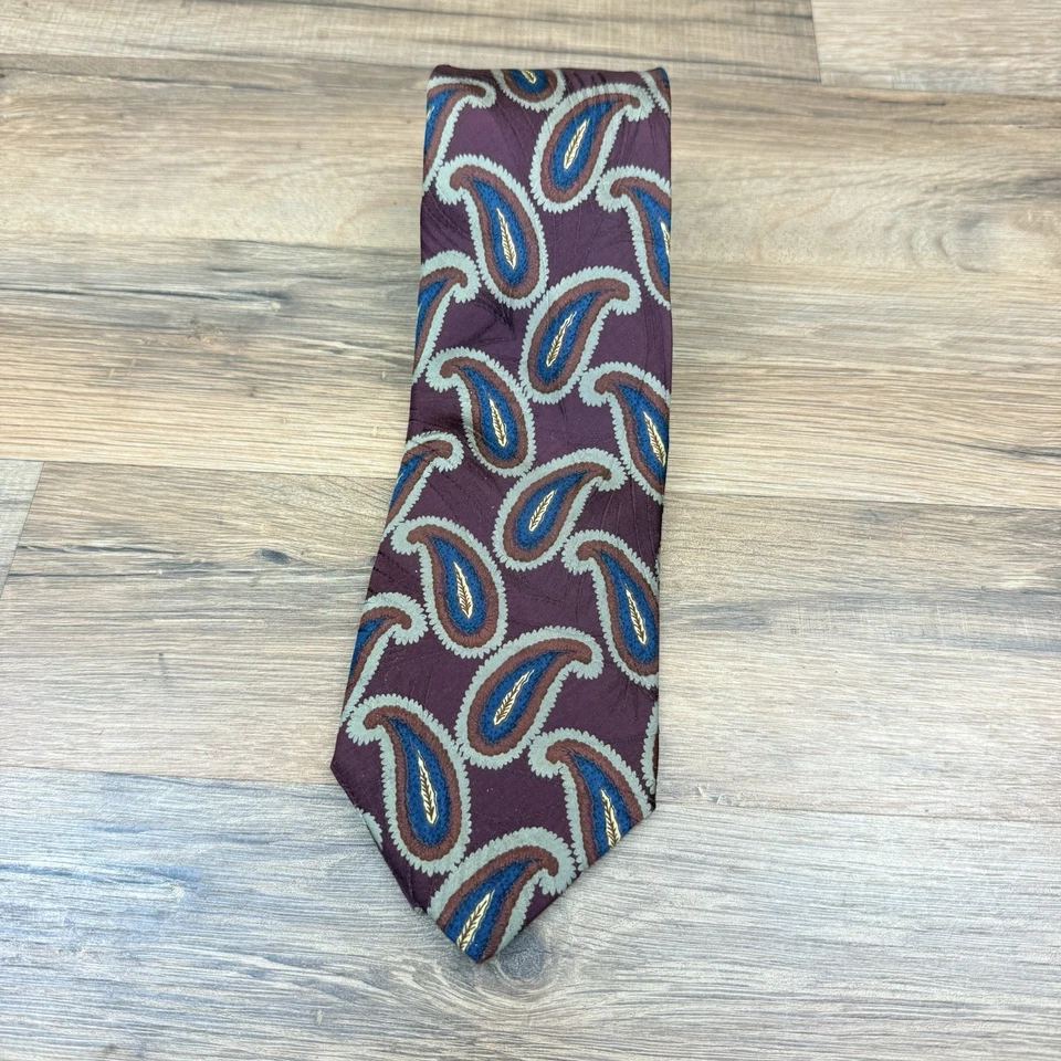 KENNETH GORDON MR. King Hombres Seda 2 Corbatas Rojo Paisley Diseño 3.5"x59" Hecho en EE. UU. Foto 4 de 4