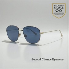 Dior 2VK49-VINTAGE Gold Metal Sunglasses-Blue Lenses 58-15-145 Unworn-Full Kit