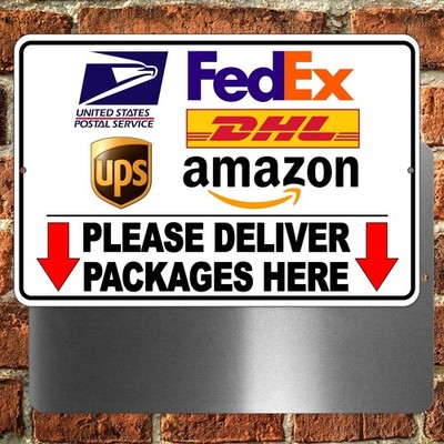 Deliver Packages Here Delivery Instruction Arrows Sign METAL usps SI87