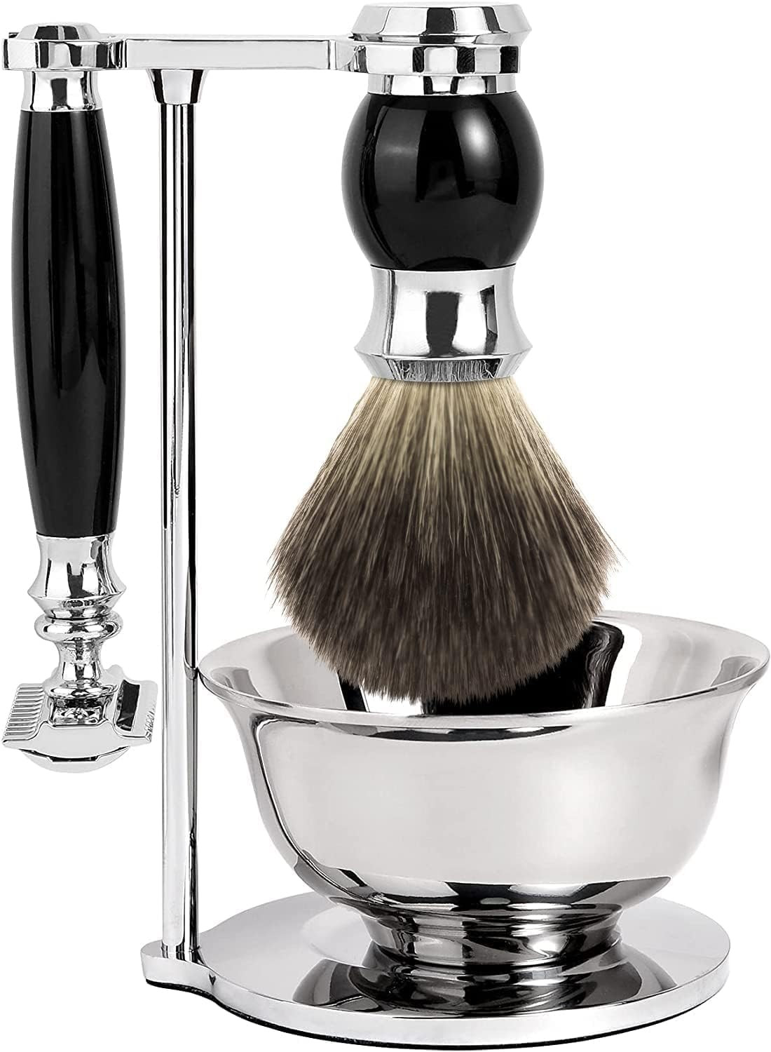 Offerta Set Rasoio Premium 4 Pezzi: Pennello Tasso e Stand Deluxe