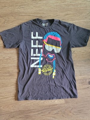 Neff Icon Collection Riff Raff Men's Black Graphic Logo Crew Neck Tee Size L