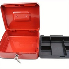 Portable Lockable Cash Box Deposit Slot Petty Cash Money Box Safe with 2 Keys