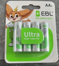 EBL 4 AA Rechargeable Batteries 2500 mAh NI-MH High Performance