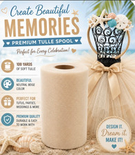 Beige Tulle Fabric Roll 6" by 100 Yards 300 ft Tulle Spool crafts, tutus