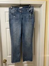 Arula Women's High-Rise Straight Leg Distressed Light Wash Jeans 14