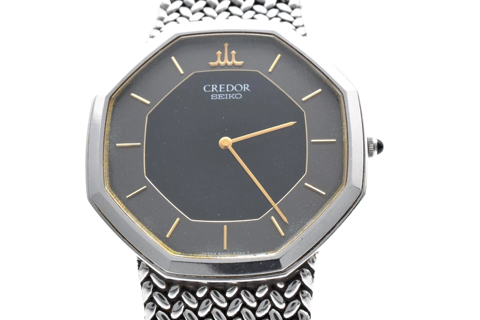 Vintage 1983 [N MINT] SEIKO CREDOR 9300-5500 Black Dial Men's Quartz Watch Japan - Image 3 of 4