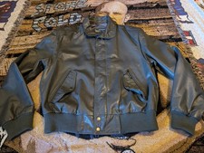 Vintage Members Only Gray Leather Cafe Racer Size 42 Men's Bomber Jacket