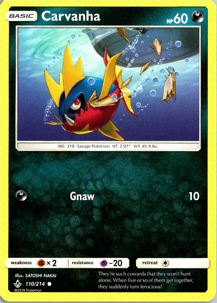 Carvanha 110/214 Common Unbroken Bonds Pokemon Near Mint