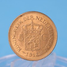 Niederlande 5 Gulden 1912 Wilhelmina (3.) * 3,36 Gramm - 900 Gold * Vz