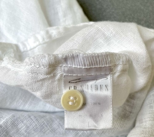 New $264 CP SHADES White Linen Tuxedo Ruffle Button Up Blouse Shirt Top Large L - Picture 5 of 5