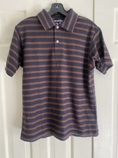Junya Watanabe Comme Des Garcons Navy Blue Brown Striped Wool Polo Shirt Small