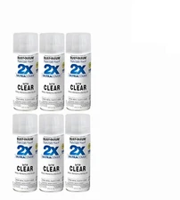 (6) RUSTOLEUM 346952 ULTRA COVER 2X Satin Clear Spray Paint  12 oz cans