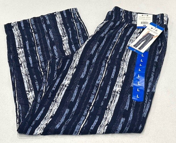 Three Dots Womens Navy Elastic Pull On Pants Size Large
