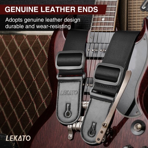 LEKATO Guitar Strap Bass Holder Belt w/ 3" Soft Sponge Padded Adjustable 42-58" - Picture 4 of 9