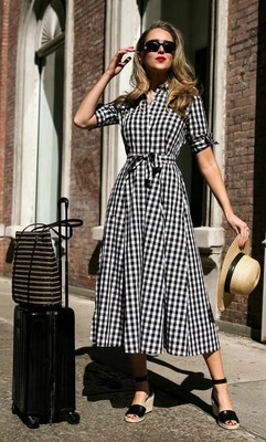 calvin klein gingham midi dress