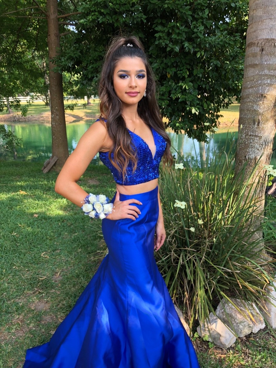 US PROM DRESS ROYAL BLUE RACHEL ALLAN SIZE PRE OWNED, WORN ONCE