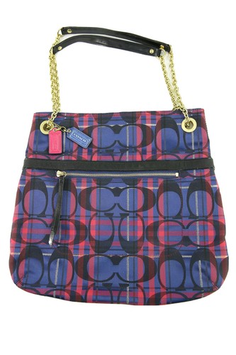 Coach Womens Poppy Tartan C Signature 