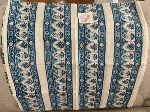4~New~World Market~Hand Blocked Printed Napkins~Blues~Khaki~Nice! - Picture 2 of 7