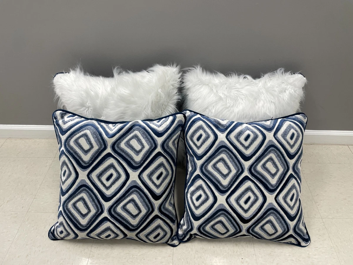 20'' Throw Pillows - Set of 4 Sofa, Bed Decor, Super Soft Plush Blue  Cushions