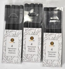 Lot of 3 Packs Diverse Bee Fine Tips Pens 12 Total Quick Dry Markers Journaling