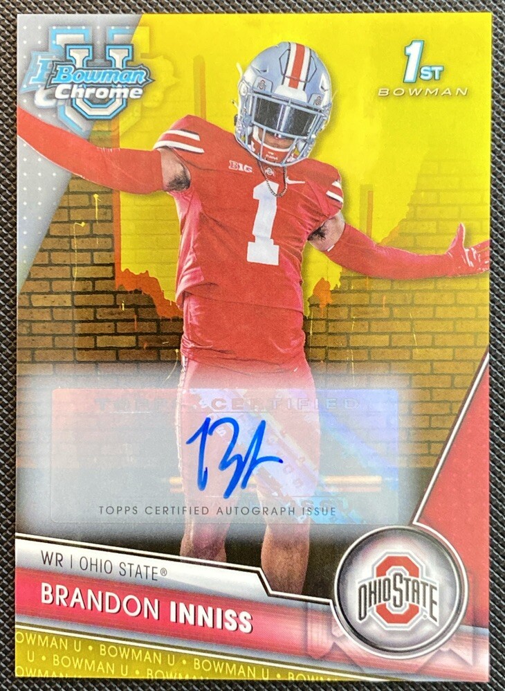 BRANDON INNISS | 2023 Bowman Chrome University | #103 Yellow Auto /75 | Buckeyes