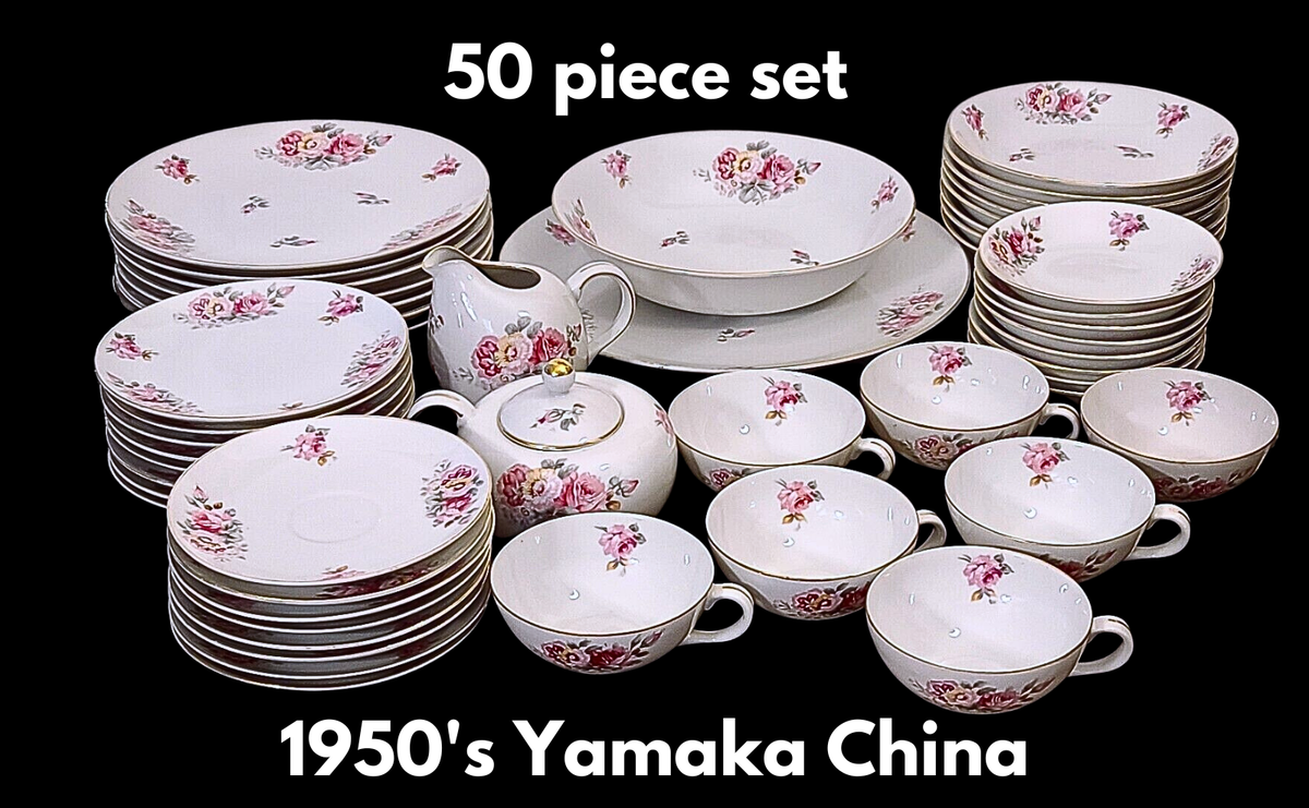 Rare vintage hard to find 50 piece - 1950's Yamaka China - rose