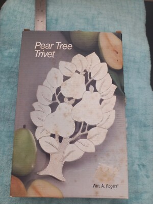 Vintage Wm. A. Rogers For Oneida Silver Plated Pear Tree Trivet  Japan New READ