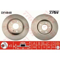 TRW 2X Bremsscheibe Hinten 300 Voll FüR Audi A4 Avant 8K5 B8 A6 4G5 C7