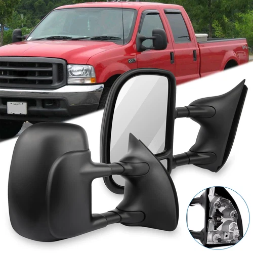 ✅ For 99-16 Ford Truck Towing Mirrors Black Manual Tow Side View Mirror Pair Set